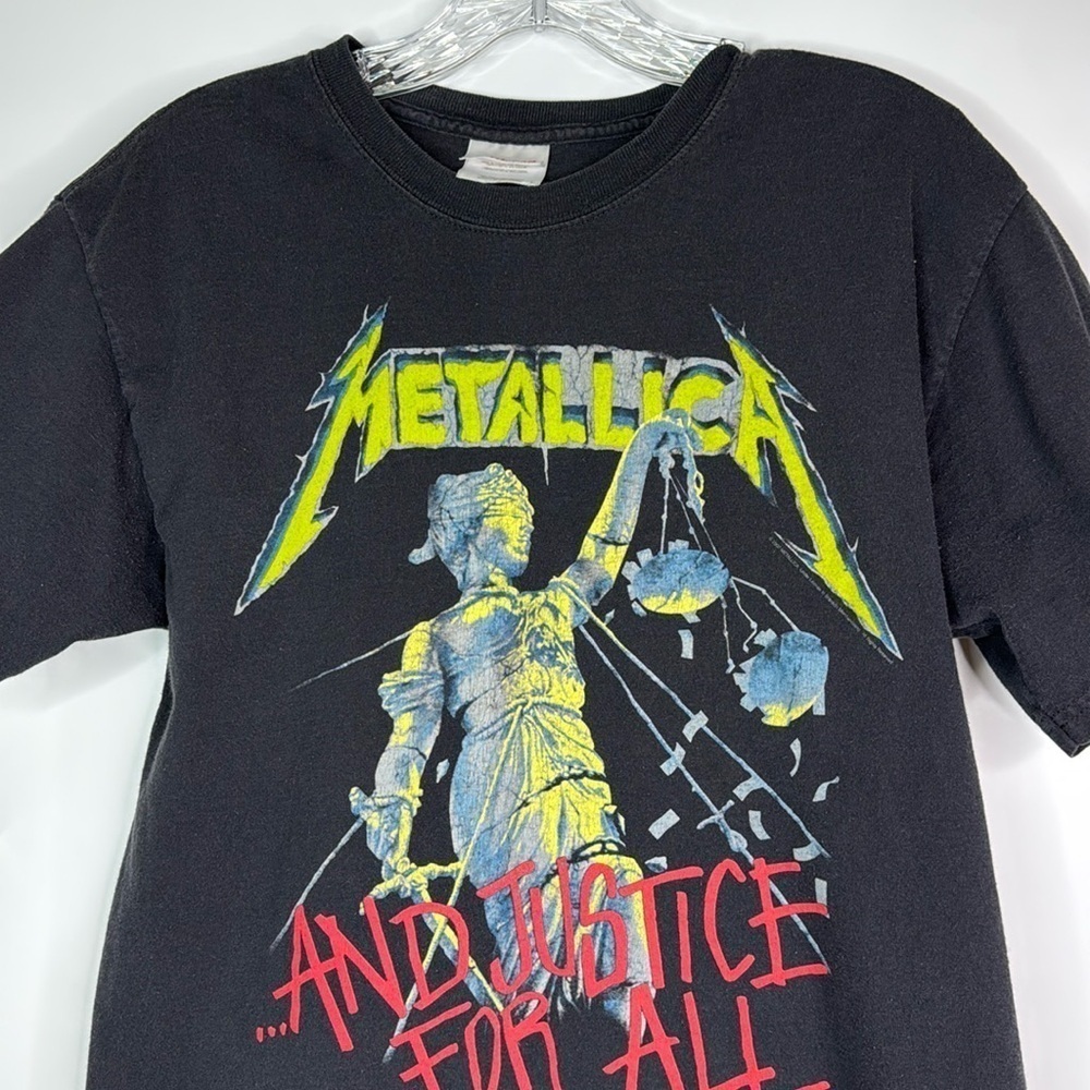 Hanes Heavyweight Metallica Justice For All Black Tshirt Medium - Picture 2 of 10